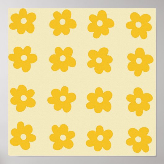 Retro Geel Tropisch Eenvoudig Bloempatroon Poster (Voorkant)