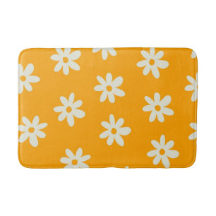 Retro Geel Wit Bloemen Eenvoudig Bloempatroon Badmat