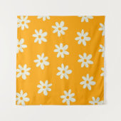 Retro Geel Wit Bloemen Eenvoudig Bloempatroon Wandkleed (Voorkant (horizontaal))