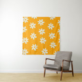 Retro Geel Wit Bloemen Eenvoudig Bloempatroon Wandkleed (In Situ (horizontaal))
