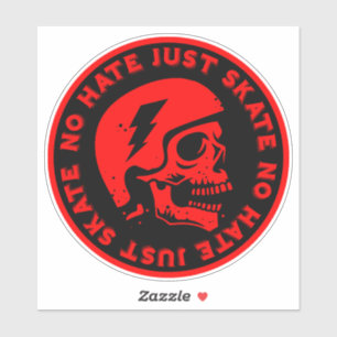 Retro geen haat alleen Schaats schedel Sticker
