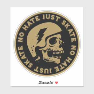 Retro geen haat alleen Schaats schedel Sticker