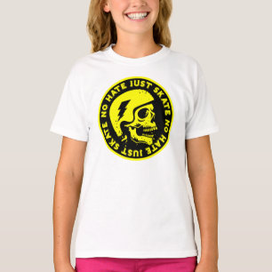 Retro geen haat alleen Schaats schedel T-shirt