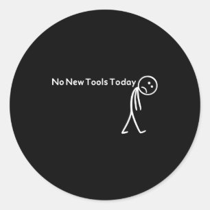 Retro Geen Nieuwe Tools Vandaag Grappige Meme Ronde Sticker