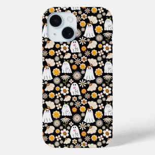 Retro Geest Bloemen Halloween Naadloos Patroon