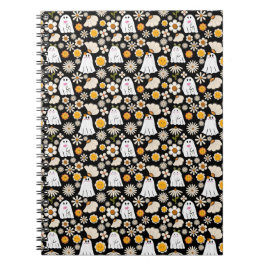 Retro Geest Bloemen Halloween Naadloos Patroon Notitieboek