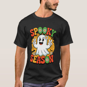 Retro Geest Hand Vredesteken Halloween Trick or Tr T-shirt