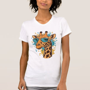 Retro Gegraveerde Coole Giraffe Zonnebril Shirt De