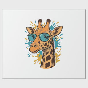 Retro Gegraveerde Coole Giraffe Zonnebril Shirt De Cadeaupapier