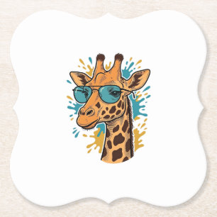 Retro Gegraveerde Coole Giraffe Zonnebril Shirt De Kartonnen Onderzetters