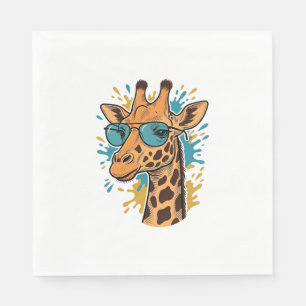 Retro Gegraveerde Coole Giraffe Zonnebril Shirt De Servet