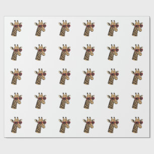 Retro gegraveerde giraffe hart zonnebril ontwerp_1 cadeaupapier