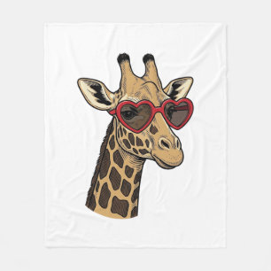 Retro gegraveerde giraffe hart zonnebril ontwerp_1 fleece deken