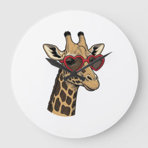 Retro gegraveerde giraffe hart zonnebril ontwerp_1 grote klok