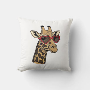 Retro gegraveerde giraffe hart zonnebril ontwerp_1 kussen