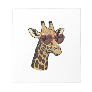 Retro gegraveerde giraffe hart zonnebril ontwerp_1 notitieblok