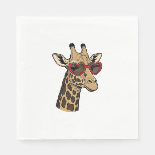 Retro gegraveerde giraffe hart zonnebril ontwerp_1 servet