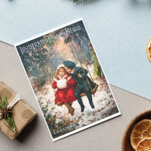 Retro Geïllustreerd Londen Nieuws Kerstmis Feestdagenkaart