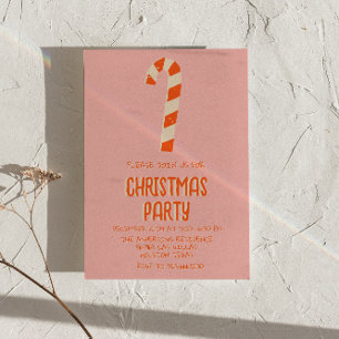 Retro Geïllustreerde Roze Kerst Snoep Bar Party Kaart