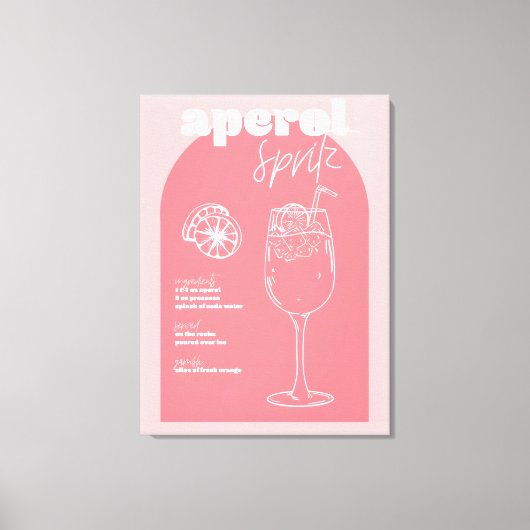 Retro geïnspireerd Aperol Spritz Roze Canvas Afdruk (Voorkant)