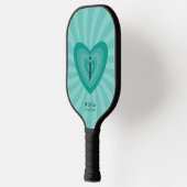Retro geïnspireerd Groovy Cyan persoonlijk monogra Pickleball Paddle (Links)