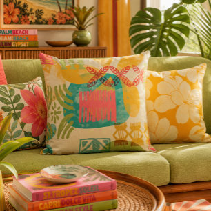 Retro geïnspireerd Hawaiaans printpatroon Kussen