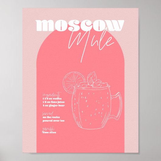  Retro geïnspireerd Moskou Mule Ontvang roze en Poster (Voorkant)