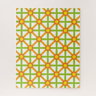 Retro geïnspireerd oranje groen & geel patroon legpuzzel