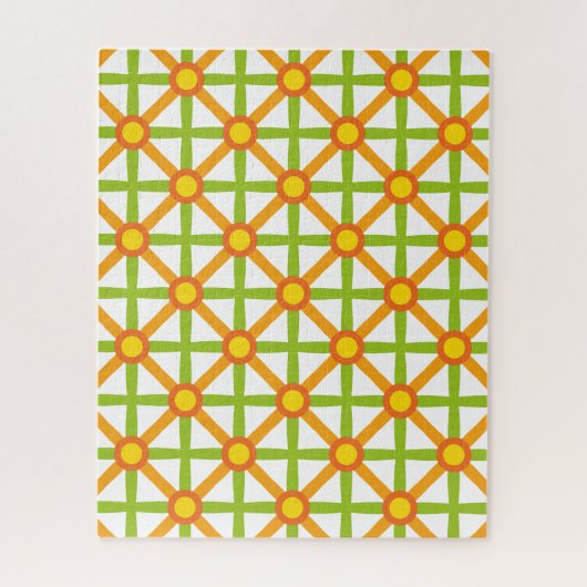 Retro geïnspireerd Sinaasappel groen & geel Legpuzzel (Verticaal)