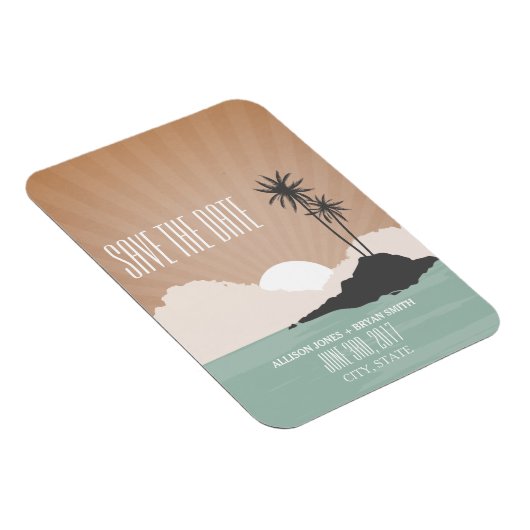 Retro Geïnspireerd strand bruiloft bewaart de datu Magneet (Rechterzijde)