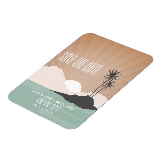 Retro Geïnspireerd strand bruiloft bewaart de datu Magneet (Linkerzijde)