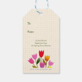 Retro-geïnspireerde tulpen gestippeld Dank u Cadeaulabel (Achterkant)