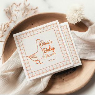 Retro Gekke Gans Hand getrokken Nuetral Baby showe Servet