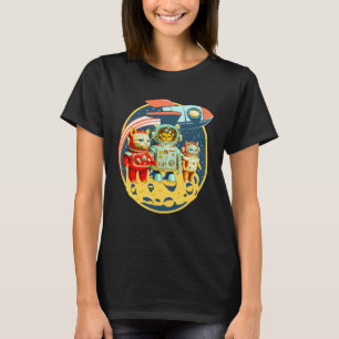 Retro geklede ruimte Kat Stijlvol schattig 3 T-shirt