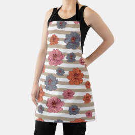 Retro gekleurd bloemenpatroon schort