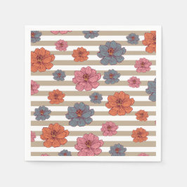 Retro gekleurd bloemenpatroon servet