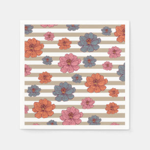 Retro gekleurd bloemenpatroon servet