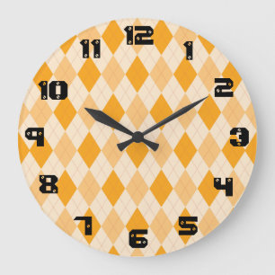 Retro gele argyle rockabilly wall klok