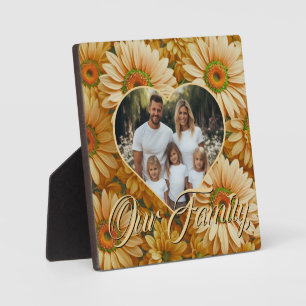 Retro Gele bloemenmadeliefje hart foto template Fotoplaat