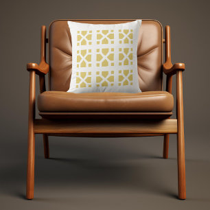 Retro gele blokdruk geïnspireerd buitenkussen