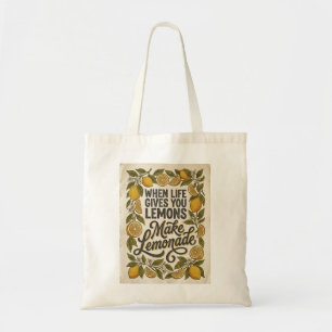 Retro Gele Citroen Inspiratie Spreuk Tote Bag
