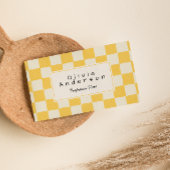 Retro gele Crème Wavy Geruit Boho Pastel Visitekaartje