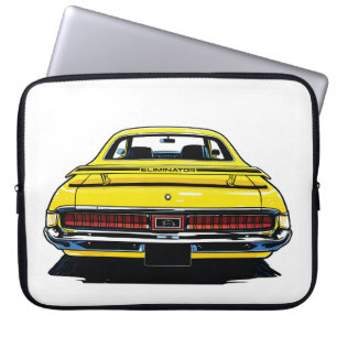 Retro Gele Muscle Car Achter Pop Art Illustratie Laptop Sleeve