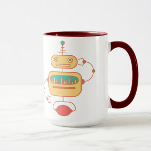 Retro Gele Robot Ruimte Grafiek Mok