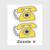 Retro gele telefoon stickers (Vel)