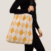 Retro gele witte argyle canvas tas (Dichtbij)