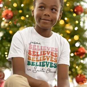 Retro geloven in de Kerstman Kerstmis familie kind T-shirt