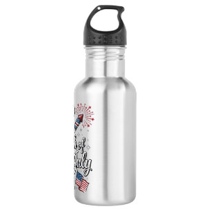 Retro Gelukkig 4 juli Patriottisch Vuurwerk Shirt Waterfles