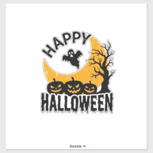 Retro Gelukkig Halloween Geest Pompoen Shirt Ontwe Sticker
