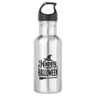 Retro Gelukkig Halloween Heksenhoed Shirt Ontwerp_ Waterfles